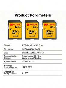 Kartu Memori SDXC Kodak 64GB 128GB 256GB Kelas 10 V30 Kartu SD Kecepatan Tinggi untuk Kamera DSLR Mirrorless Digital, Drone, Camcorder, Dash Cam, dan Video 4K - View 7