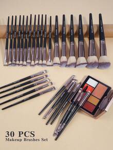MAANGE 30pcs Professional Makeup Brush Set, Soft Bristles, Includes Foundation Brush, Powder Brush, Concealer Brush, Contour Brush, Eyeshadow Brush, Eyebrow Brush, Brush Holder, Complete Makeup Brush Set, Travel Makeup Brush Set, Gift For Women And Girls. - Black - View 13