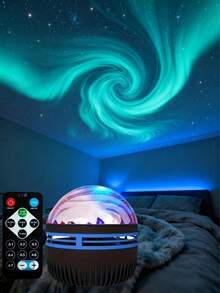 1pc Magic Starry Sky Projector LED Decorative Table Lamp, USB Powered, Remote Control Adjustable Light Color, Suitable For Bedroom, Room And Home Decor, Compact And Portable, Essential For Travel And Camping, Perfect Holiday And Party Gift, Dorm Night Light, Halloween Atmosphere Light - Multicolor - View 7