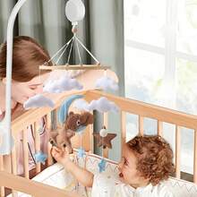 Baby Toys, Baby Mobile Crib, Handmade & Animal Elements - Blue Moon Bear, Rich Animal Shapes, Educational, Enhances Children's Hand-Eye Coordination, Comes With Animals, Clouds, Stars - Baby Room Decor, Best Gift For Parent-Child Interaction, Birthday Gift, Easter Gift, Christmas Gift - Multicolor - View 8