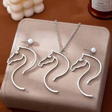 1pc European & American Minimalist Elegant Horse Head Women's Earrings - Necklace - View 2