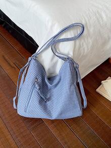 Large Capacity Korean Style Backpack New Crossbody Bag Fashion Versatile Commuter Shoulder Tote Bag - Blue - View 11