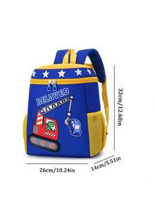 1pc New Cute Cartoon Excavator Print Backpack, Practical Versatile Color Scheme, Zipper Closure Design, Adjustable Shoulder Straps, Suitable For Various Occasions Such As Outdoor Activities, Ample Capacity, Can Easily Hold Daily Essentials. - Multicolor - View 9