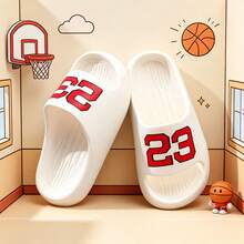 Number 23 Print Foam Slippers For Middle And Older Children, Fashionable Lightweight EVA Indoor/Outdoor Bathroom Shower Slides For Boys - White - View 4