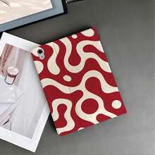 1件 紅色與白色抽象漩渦印花平板保護殼，附筆槽，相容於 iPad 10代 Smart Case/Air 13(M3 2025)/Air 11/11(A16 2025)，相容於 Oppo Pad，相容於 Matepad，相容於 Vivo Pad，相容於 Honor Pad，相容於 Xiaoxin Pad - 彩色 - 查看 6