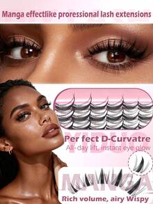 YIDUO Eyelash Cluster Set 1400pcs Cartoon Wet Glossy Soft Fine 40D 50D 60D 80D 9-16mm Continuous Length D Curl Individual Lashes Including Fairy Cartoon Style Lower Lashes Beginner Complete DIY Eyelash Tool Kit - Multicolor - View 3