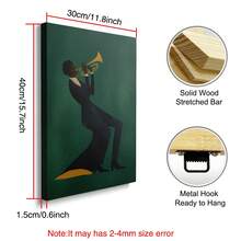 1 pezzo cartellone su tela con cornice/senza cornice verde scuro Jazz Moda Africana Stampa artistica minimalista Musica Africana per decorazione ingresso corridoio, adatto per appartamento, soggiorno, camera da letto decorazione casa moderna - B - Visualizzare 9