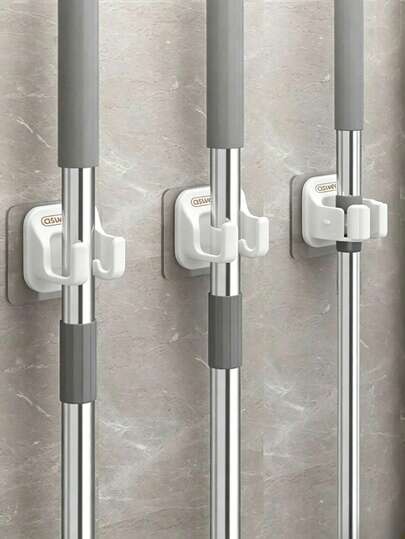 1pc Plastic Mop Holder, No-Drill Wall Mount Rack, Strong Load-Bearing, Multi-Functional Practical Hook, Can Hang Wet Mops/Brooms/Gardening Tools, Suitable For Garage/Garden/Laundry Room/Bathroom/Kitchen/Storage Room Organization, Back To School, Apartment Essentials, College Dorm Essentials, Gardening Supplies, Home Goods, Bathroom Accessories, Balcony Decor, Cleaning Accessories, Strong Wall Hook, Outdoor Garden Decor, Halloween/Thanksgiving/Christmas Gift.