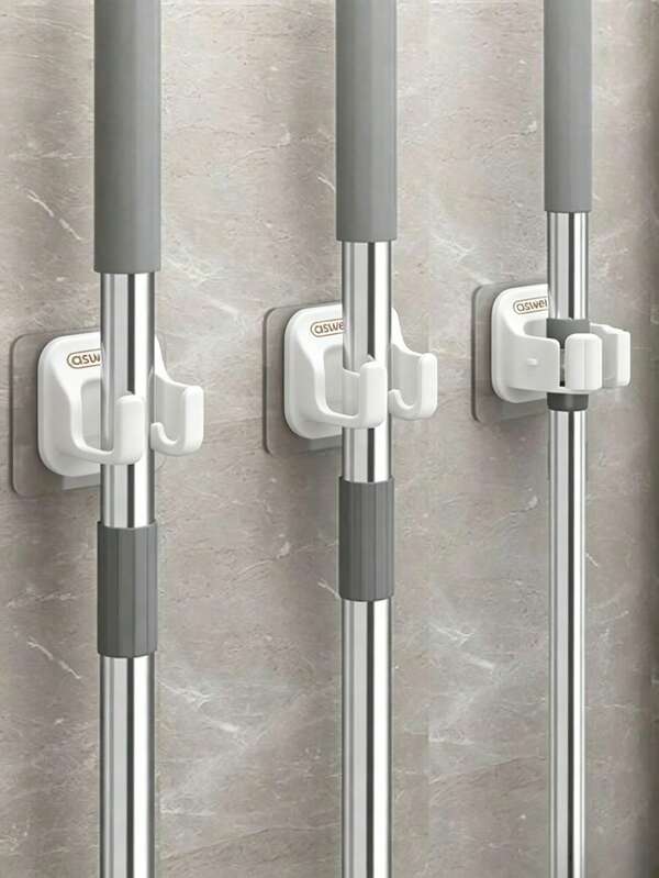 1pc Plastic Mop Holder, No-Drill Wall Mount Rack, Strong Load-Bearing, Multi-Functional Practical Hook, Can Hang Wet Mops/Brooms/Gardening Tools, Suitable For Garage/Garden/Laundry Room/Bathroom/Kitchen/Storage Room Organization, Back To School, Apartment Essentials, College Dorm Essentials, Gardening Supplies, Home Goods, Bathroom Accessories, Balcony Decor, Cleaning Accessories, Strong Wall Hook, Outdoor Garden Decor, Halloween/Thanksgiving/Christmas Gift.