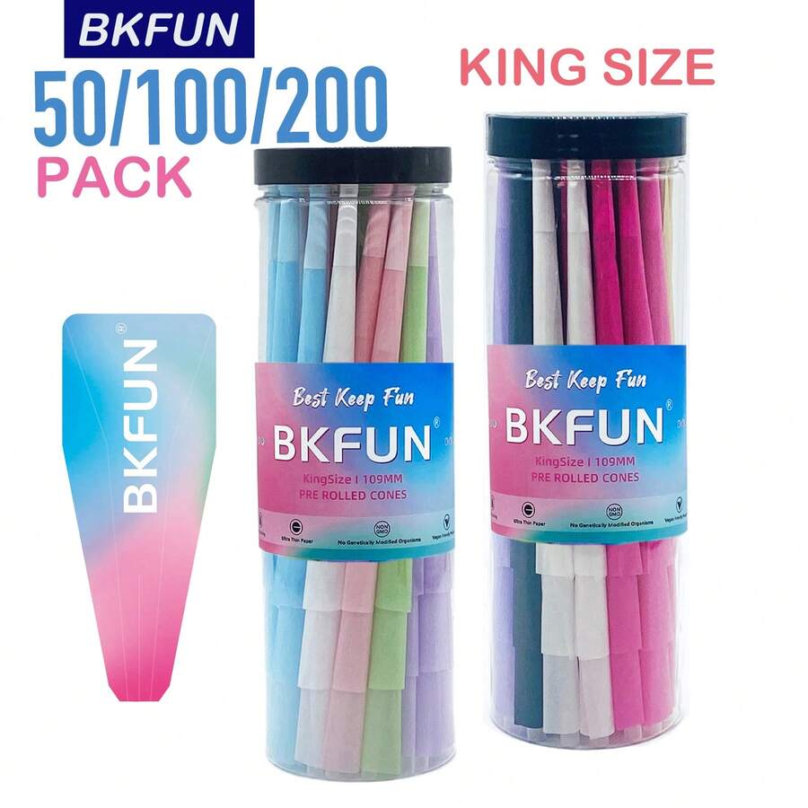 BKFUN 50/100/200pcs King Size Pre-Rolled Papers With Filter Tips, 109mm Pre Rolling Cones With Filling Device, Cone Loader, Slow Burning, Tobacco Accessories, Holiday Gift For Friends And Family - View 1