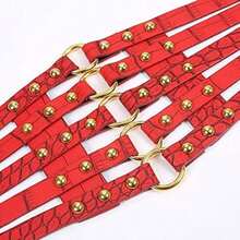 Hollow Out Rivets Cinch Belt Tied Corset Elastic Wide Waist Belt Underbust Waistband Mother's Day - Red - View 3