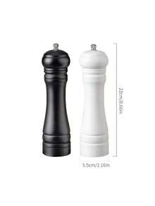 1 件/2 件/3 件木制黑胡椒研磨器，手动胡椒研磨器，胡椒香料研磨器，胡椒片，粗海盐，陶瓷芯，厨房配件 - 黑色 - 查看 4