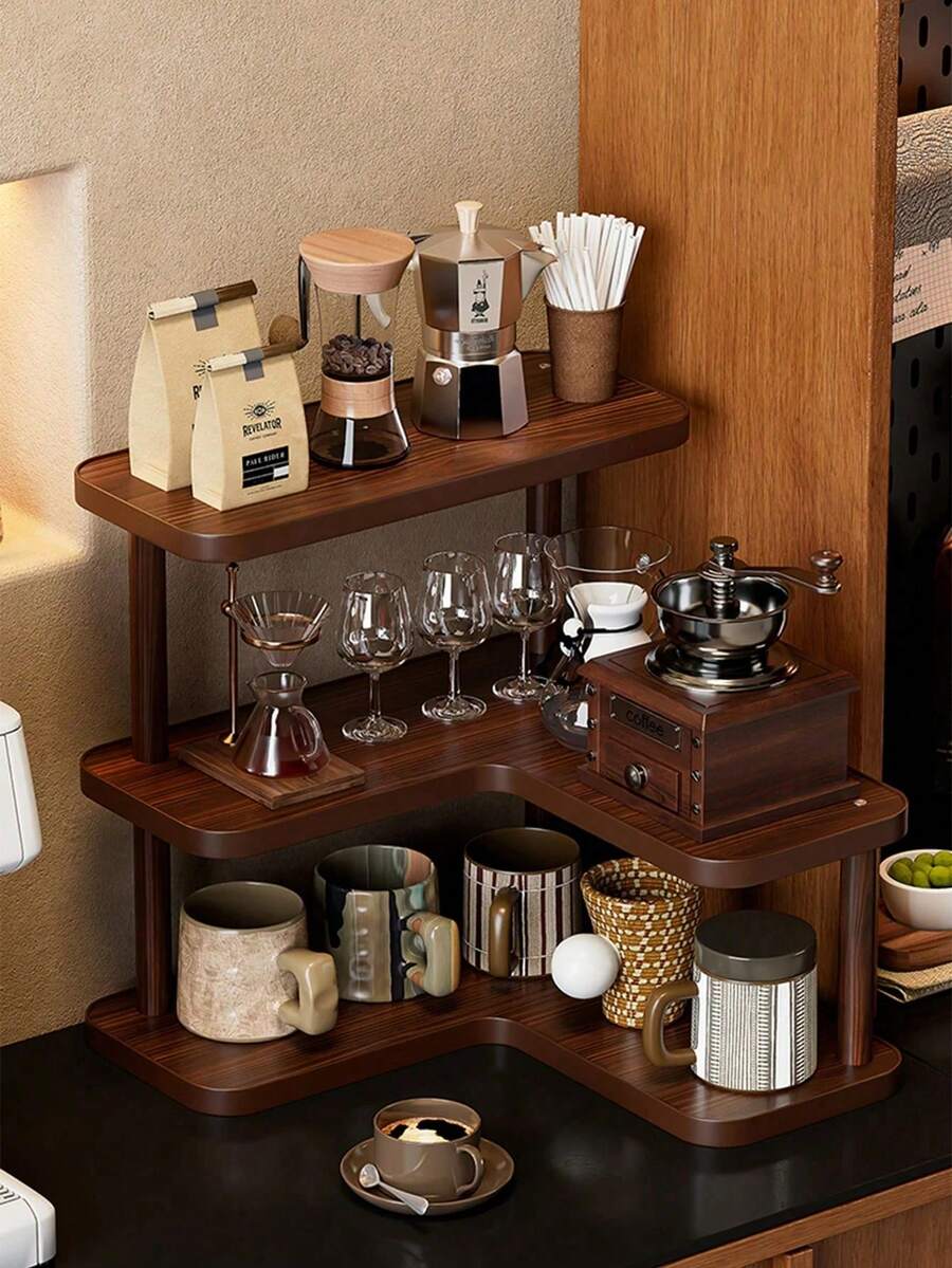 1 pieza Estante de almacenamiento multifuncional para escritorio, soporte multiusos para tazas, estante para perfumes, estante para especias, soporte para pasteles, adecuado para tazas de agua, tazas de café, juegos de té, escritorio de oficina, barra de café, cocina, decoración del hogar