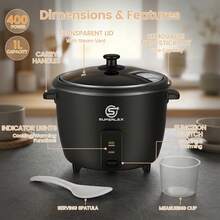 SUPERLEX 400W Electric Rice Cooker, 1L Multi-Function Cooking Pot, Electric Hot Pot, With Non-Stick Coating, With Heat Preservation Function, Suitable For Home Kitchens, Stew Pots And Slow Cookers Can Easily Cook Mixed Stews, Health Porridge, And Dessert - UK Plug(220-240V) - View 8