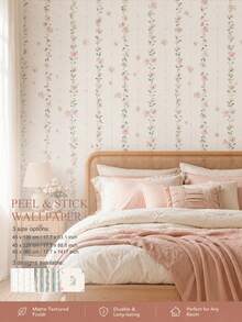 SUPSTICKER 1 buah Wallpaper Perekat Diri Motif Bunga 3 Gaya, Wallpaper PVC Tahan Air Motif Bunga & Garis Vintage yang Dapat Dilepas, Dekorasi Dinding Ramah Rumah Sewa untuk Kamar Anak, Kamar Tidur, Ruang Tamu, Dekorasi Rumah DIY, Ukuran: 17,72*53,15 inci/88,58 inci/141,73 inci - MultiWarna - View 1