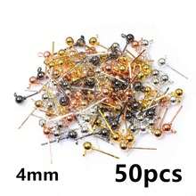 50pcs 3/4/5mm Ball Stud Earring Basic Pins Stoppers Connector For DIY Jewelry Making Accessories Supplies - Ball Stud Pins - View 20