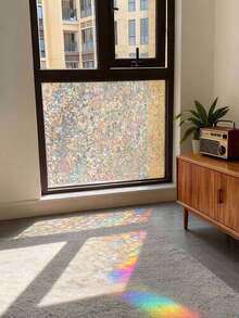 1 Roll 44.5cm Wide 3D Laser Translucent Rainbow Decorative Glass Static Cling Non-Adhesive Film, Colorful Vinyl Glass Window Decorative Decal - Multicolor - View 8