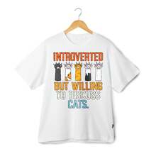 Camiseta Aprobada para Discusión de Gatos | Camiseta Gráfica de Humor Introvertido--Camiseta Casual Unisex - Negro - Ver 4