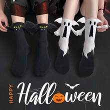1 Pair Couple Halloween Socks Ghost Suction Hand-Holding Socks Cute Funny Bat Socks - Multicolor - View 6