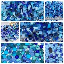 120g Blue Tone Mixed Shape Glass Mosaic Tiles, Assorted Asymmetric Square Stained Glass Pieces For Diy Mosaic Art Crafts, Home Decoration And Handmade Projects - A - View 2
