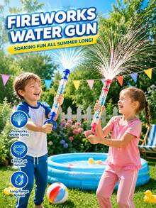 3 piezas Juguetes de pistola de agua con forma de fuegos artificiales de alta presión y de extracción, juguetes de pistola de agua portátiles adecuados para parejas y niños para usar en la piscina, la playa, el patio trasero y otras actividades acuáticas al aire libre en verano - Multicolor - Ver 11