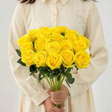 2/10/150pcs Artificial Yellow Roses With Realistic Texture, Suitable For Vases, Home, Hotel Rooms, Wedding Decor, Tabletop Decor, Birthday Gifts, Graduation Ceremonies, Autumn Decor And Other Occasions, Can Be Used As Home Gifts - Yellow - View 9