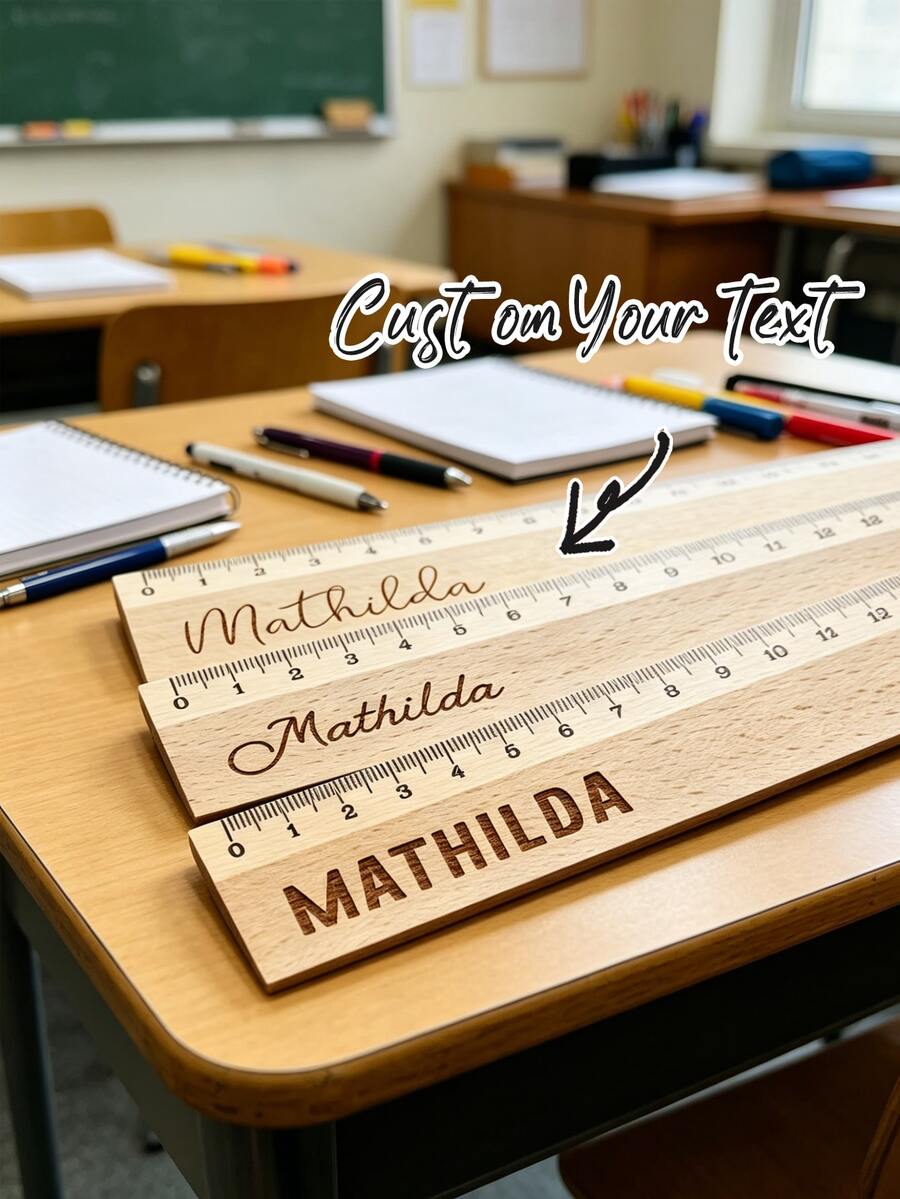 Personalised Rulers,Custom Wooden Ruler,Personalized Name, 15cm Long, Suitable For Stationery Enthusiasts, Fashionable Ruler For Birthday,Office Use, Daily Tasks And Students,Back To School - Multicolor - View 1