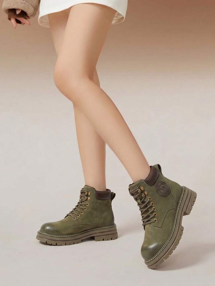 CAMEL CROWN Women's Hiking Boots, Thick Sole Ankle Boots, Work Boots, Outdoor Trekking Shoes - Green - View 3