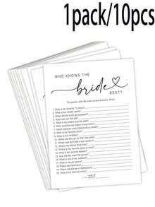 30/20/10/1pc Bridal Shower Game Who Knows The Bride Best Cards, Fun Activity For Wedding, Bridal Shower And Bachelorette Party, Wedding Guest Game Fun Activity - Multicolor - View 9
