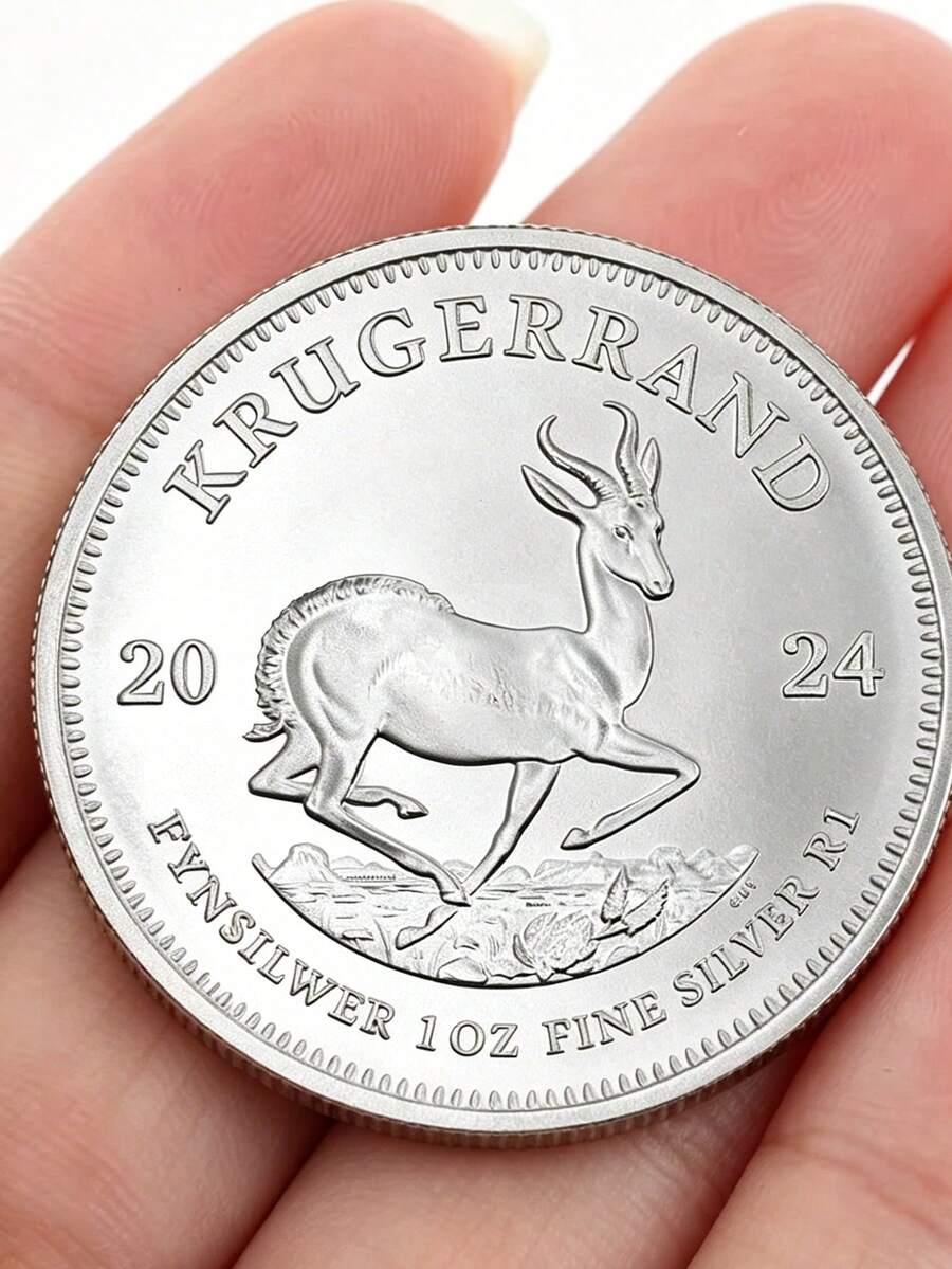 1個 2024年南非金克魯格蘭金幣 4cm 金幣複製品 Cosplay道具 - 銀色 - 查看 1