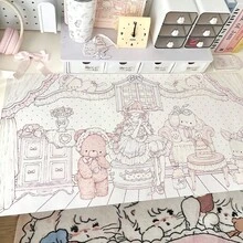 Korean Ins Japanese Anime Girl Kawaii Pink Sweet Bunny Bear Kitten Polka Dots Flower Y2K PU Leather Mouse Pad Office Study Room Desk Waterproof Tablecloth Computer Keyboard Game Mouse Pad Table Mat - View 12