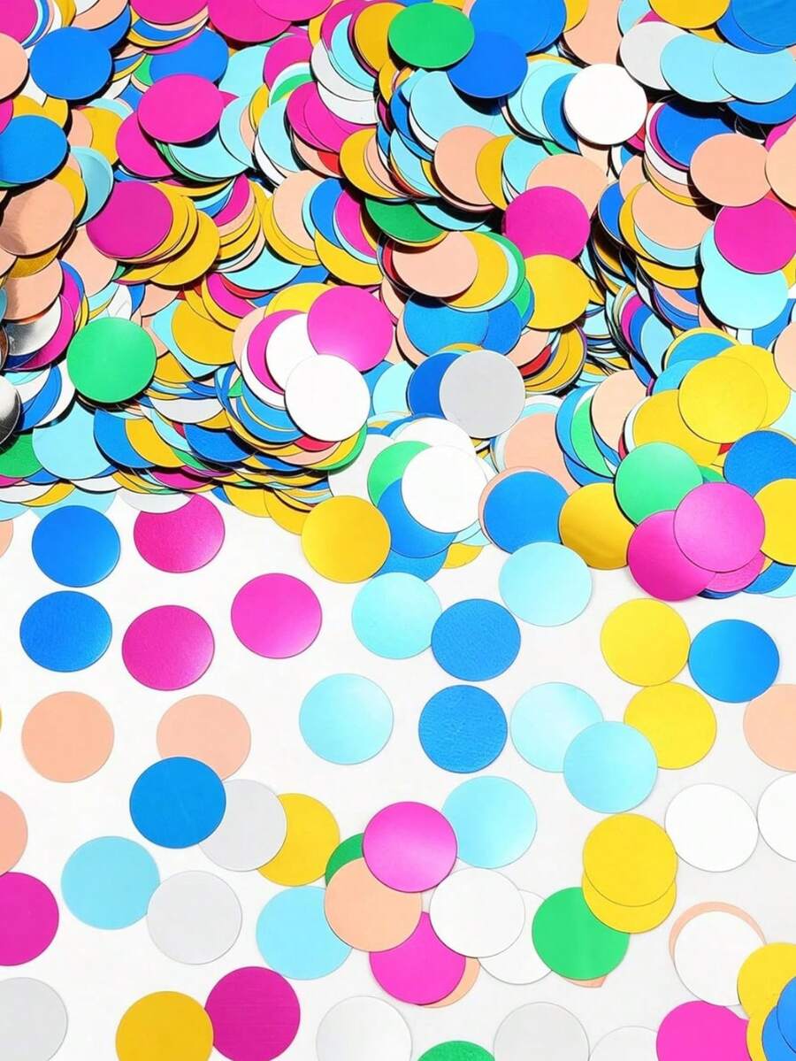 100g Multi-Color Metallic Foil Confetti, Shiny Glitter Round Rainbow Sequins Table Decor, Metallic Sequins Balloon Filler, Wedding, Birthday And Graduation Party Supplies - A - View 1