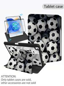 1 Piece: Black And White 3D Soccer Ball Print Acrylic Rotating Stand Case, Suitable For IPad 11 A16/10/9/8, Air 11 2026 (M4), Pro 11 2025, Full-Coverage Shockproof Corner Protection, Supports Automatic Wake/Sleep, Unisex, Suitable For Office/Study/Gift, Multi-Angle Support, Non-Magnetic Protective Case. - Black - View 8