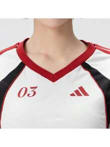 Adidas TIRO TEE3 2026 Kaos Pendek Olahraga Wanita Model V-Neck Warna Blok Terbaru Musim Panas KZ2387 - Hanyu Putih - View 4