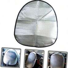 1/2pcs Universal Car Sun Visor, Silvery Coated Cloth Steering Wheel Cover, Front Window Sun Protection And Heat Insulation, Steering Wheel Sunshade Suitable For All SUVs, Trucks And Cars - A - View 12