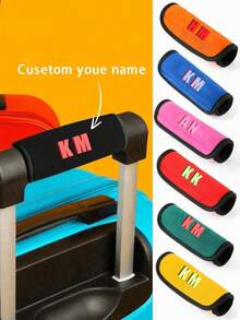Funda personalizada para asa de equipaje de viaje con texto personalizado, disponible en 7 colores - Ideal para proteger tus manos y el asa de tu bolso - Multicolor - Ver 8