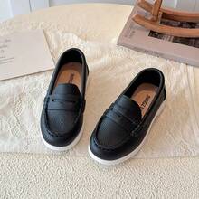 1 Pair Unisex Kids New Style Minimalist Flat Shoes, Fashionable Versatile Comfortable Baby Shoes, Infant Loafers - Black - View 2