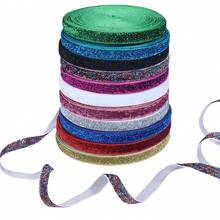 10 Yards/Roll Shiny Multicolor Satin Ribbon, Elastic Hairband Headband Bows Sewing DIY Clothing Wedding Party Gift Wrapping Christmas Ribbon - Fine Shimmer Velvet - View 5