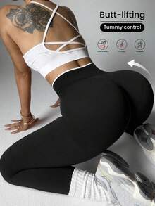 Women's Outdoor Contrast Color Sports Pants, Black - Black - View 1
