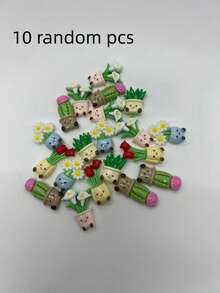 5/10 Cute Potted Plant-Shaped Fridge Magnets, Adorable And Creative Decorative Stickers, Customizable, Suitable For Kitchens, Offices, Whiteboards, Fridges, Etc. - Plant - View 10