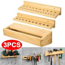 3x Wall Mounted Screwdriver Holder Storage Rack Wrench Workshop Tool Organizer - Yellow - View 8