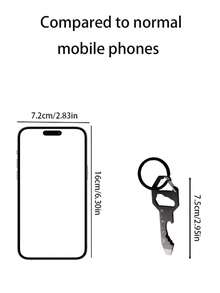 1件 6合1不鏽鋼EDC多功能工具鑰匙圈，便攜式開瓶器 扳手 螺絲起子 尺 剪線鉗，實用汽車鑰匙圈禮物 - 彩色 - 查看 9
