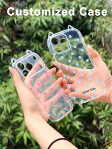 GIIPPA 1pc Transparent Custom Polka Dot Phone Case, Suitable For IPhone 17/16/15/14/13/12/11/Pro Plus Max, Custom Image Phone Case, Custom Name Phone Case, Back To School Gift, Graduation Gift, Vacation Gift, Anniversary Gift, Valentine's Day Gift, Birthday Gift, Wedding Gift - Multicolor - View 3