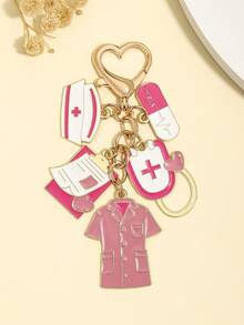 Cute Alloy Enamel Nurse Uniform Tool Shaped Keychain, Health Care Gift, Nurses Day, Mother's Day Gift, Ideal Gift For Best Friend - Multicolor - View 2