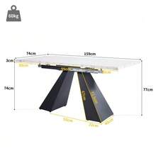 Telescopic Dining Table (99-159 X 74 Cm), Extendable, Ideal For Optimizing Space In The Kitchen. Large Tabletop And Flexible Design, Perfect For The Office Or Living Room. Legs On A Central Pedestal. - 白色 - 查看 4