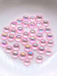 200pcs 8mm Transparent Semi Circle AB Acrylic Flat Bottom Rhinestone Nail Art Clip DIY Craft Decorative Accessories - Color - View 10