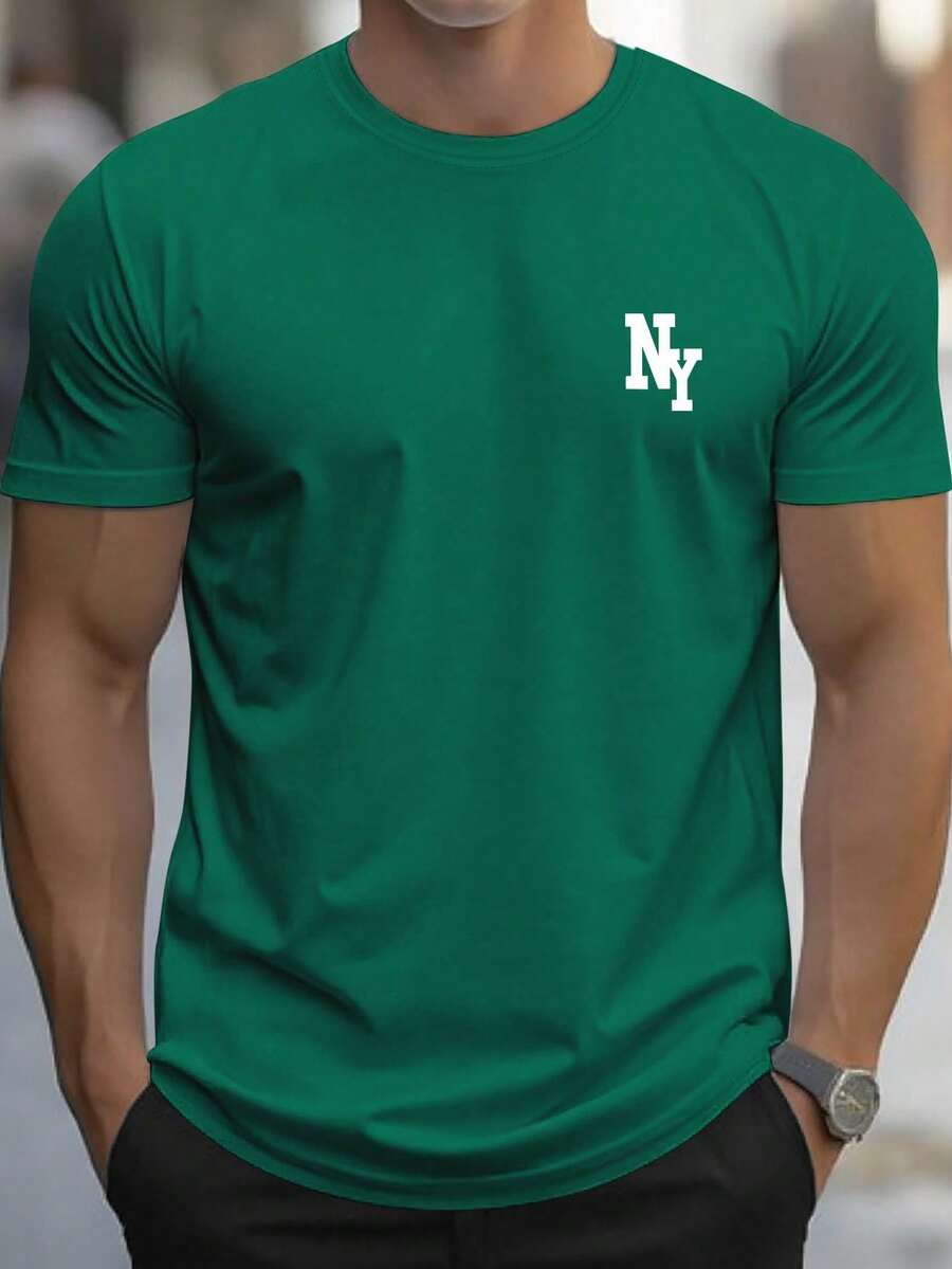 Men's T-Shirts Casual Short Sleeve Letter Print T-Shirt For Men, Summer Men's Shirts And 2K Men's T-Shirts Mexican National Soccer Team T-Shirt - 深綠色 - 查看 1
