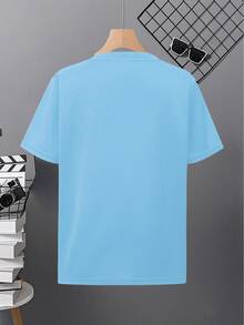 1 pieza Camiseta de niño con gráfico humorístico de Brother Pit Team Racing, popular para cumpleaños y fiestas familiares, estilo urbano. - Azul - Ver 2