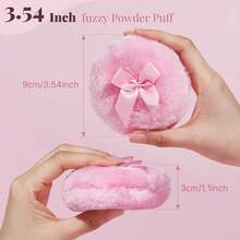Teenitor 2pcs Soft Powder Puff And Container, Reusable Powder Puff Container With Puff, Glass Crystal Box For Soft Velvet Body Powder Puff Pink - Multicolor - View 3