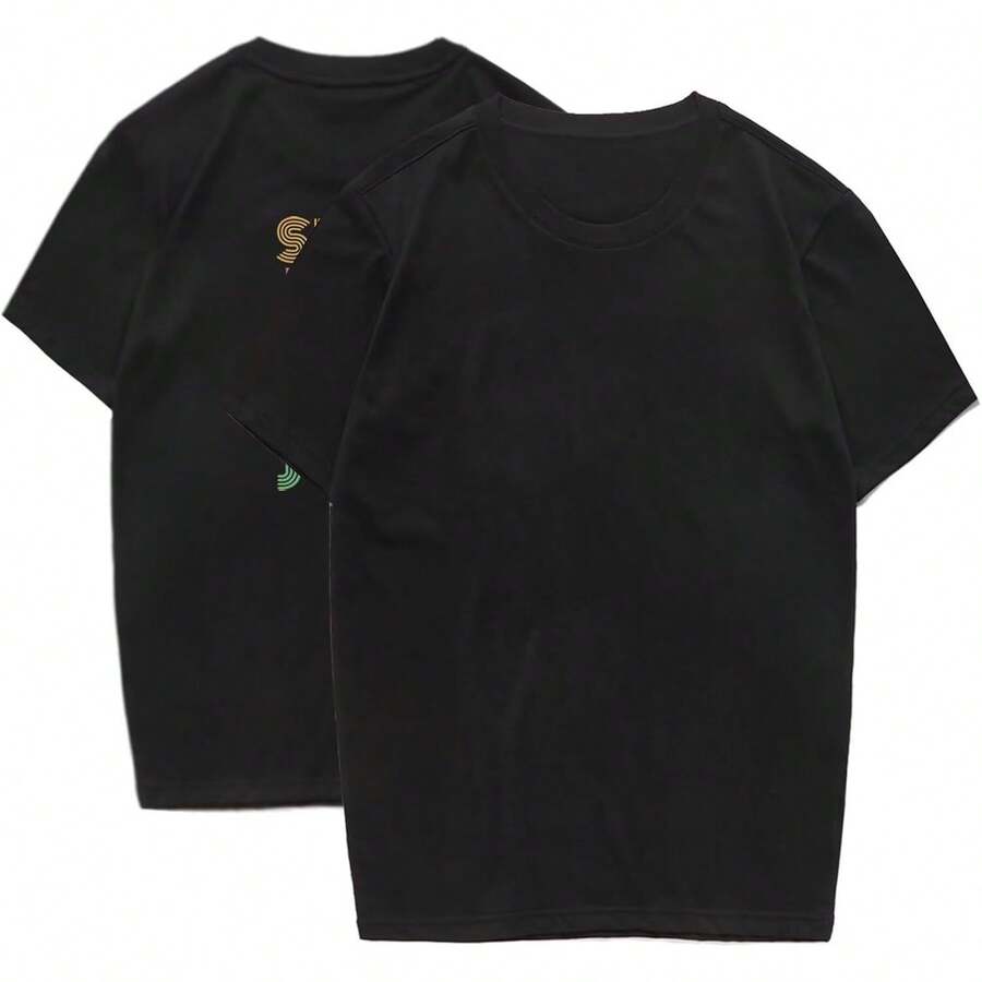 Korean Dolpind T-Shirt, Printed T-Shirt, Short Sleeve Casual Top, Merchandise. - Hitam - View 1